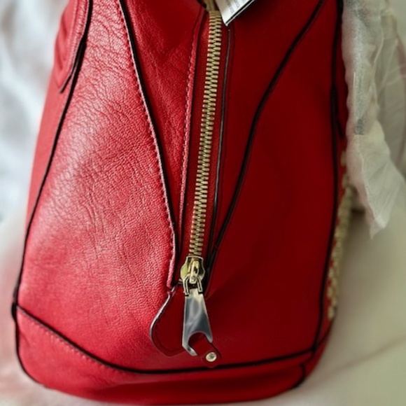 NWT Rebecca Minkoff designer Red Leather Purse Satchel style with… - Picture 10 of 16